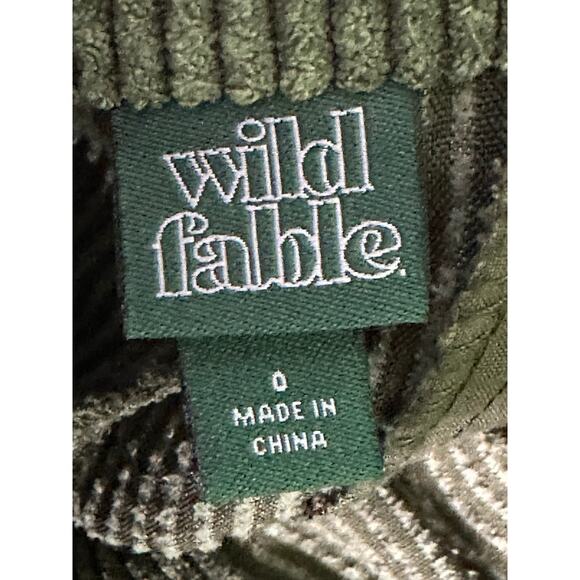 Wild Fable green corduroy pleated belted pants size 0 - Picture 3 of 9